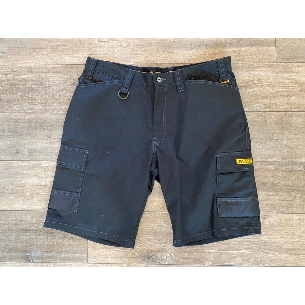 DeWalt Ripstop Work Shorts Mens 38X11 Black Cargo Logo Canvas DXWW50026